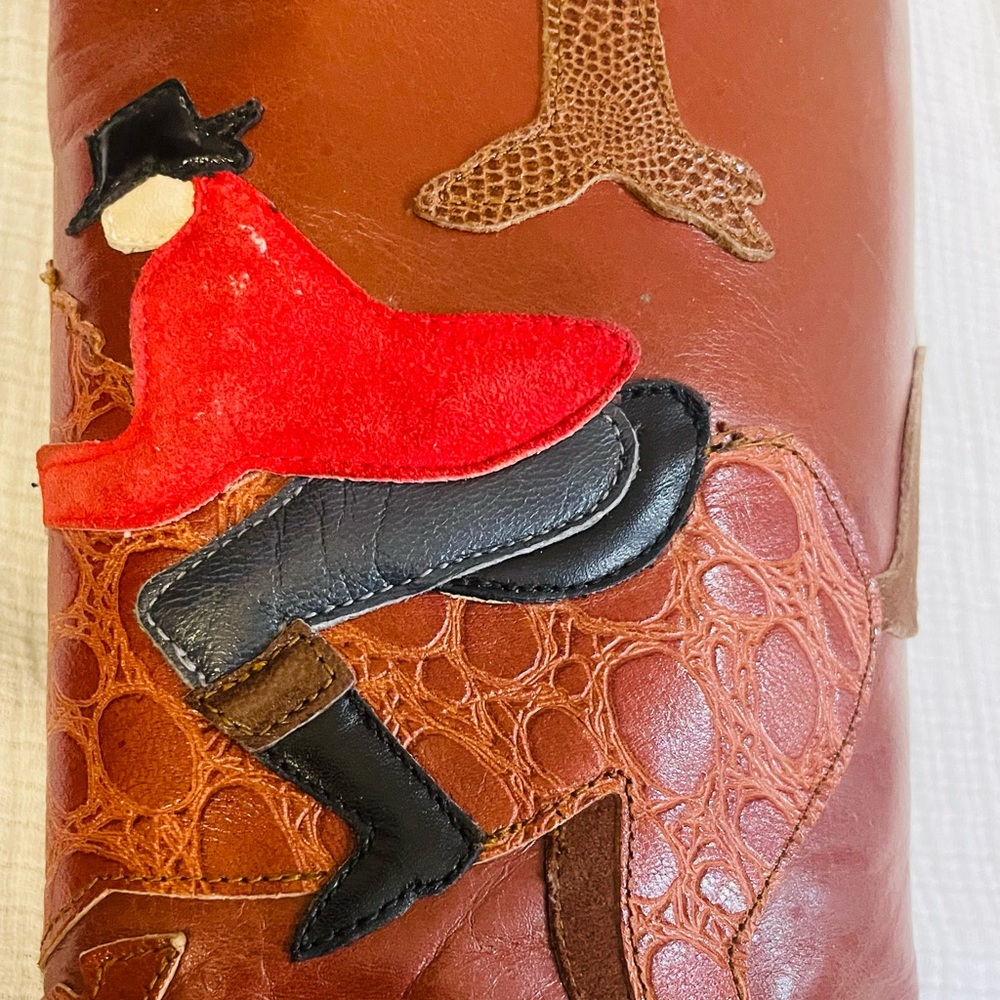 RARE Beverly Feldman Leather & Suede Appliqué Tall Riding Equestrian Boots - Picture 5 of 16